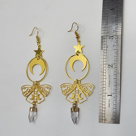 Celestial Butterfly Quartz Crystal Earrings - Picture 6 of 6